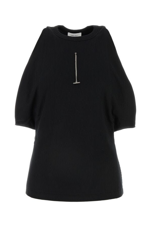 Alexander McQueen Black Stretch Cotton Top Size S / US 4 / IT 40 - 3 Thumbnail