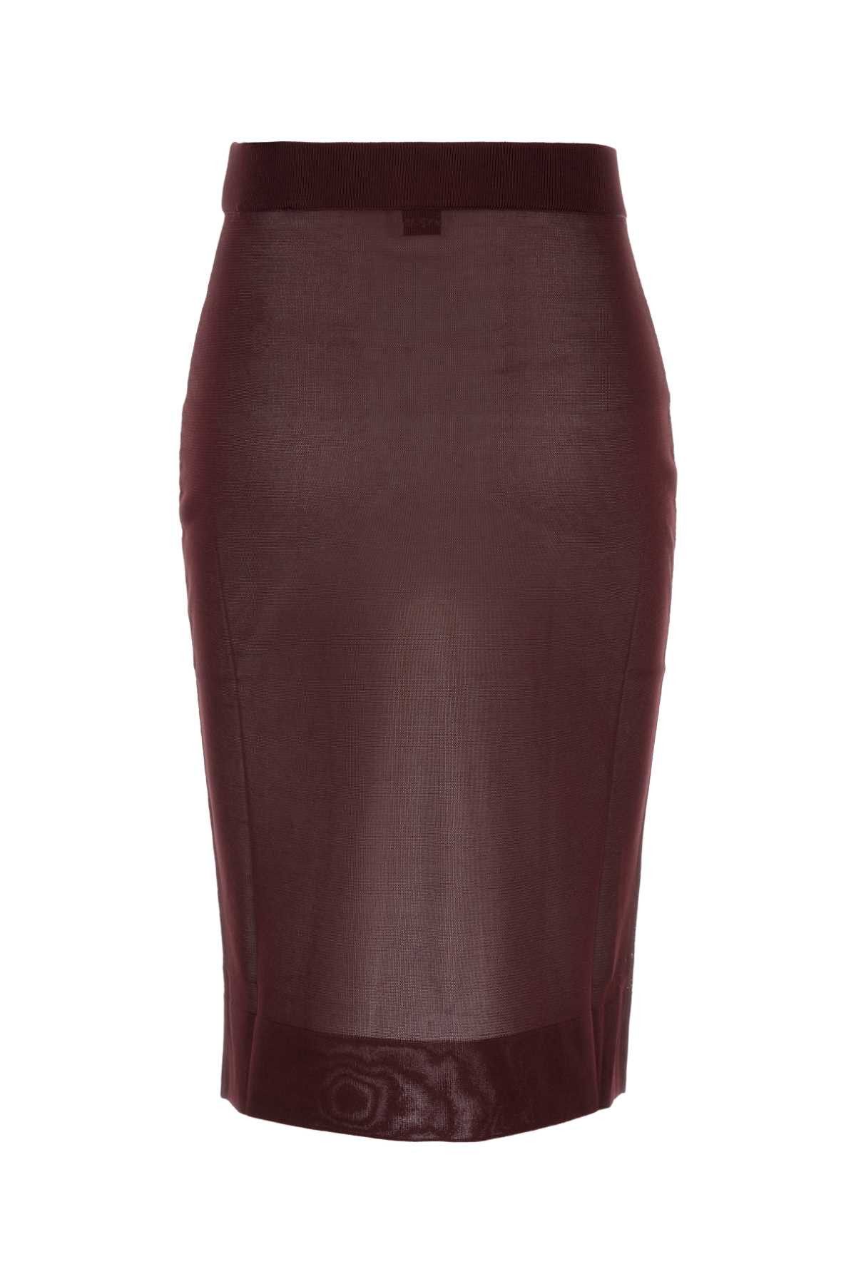 Saint Laurent Paris Burgundy Viscose Skirt Size XS / US 0-2 / IT 36-38 - 2 Thumbnail