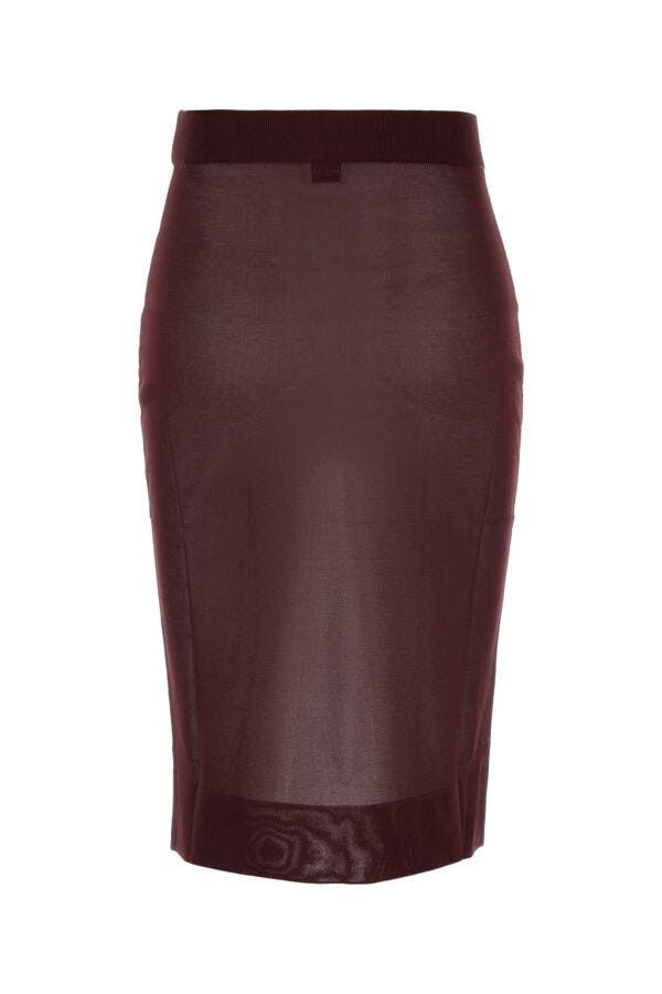 Saint Laurent Paris Burgundy Viscose Skirt Size XS / US 0-2 / IT 36-38 - 4 Thumbnail
