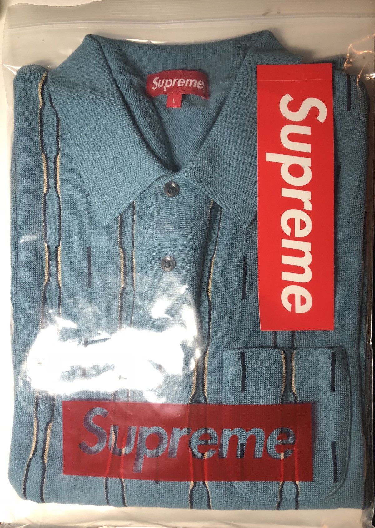 Supreme Supreme Vertical Stripe Knit Polo - Large | Grailed