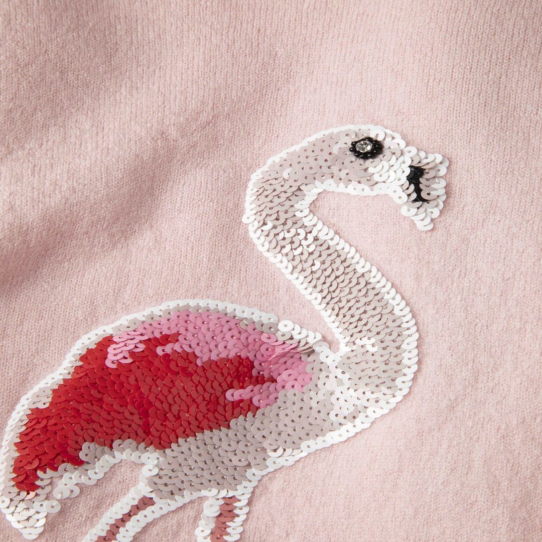 Markus Lupfer Pink Wool Embellished Flamingo Jumper Size XL / US 12-14 / IT 48-50 - 4 Thumbnail