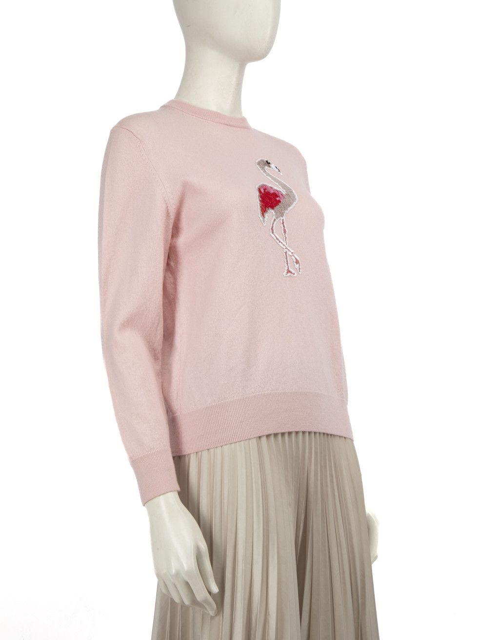 Markus Lupfer Pink Wool Embellished Flamingo Jumper Size XL / US 12-14 / IT 48-50 - 2 Thumbnail