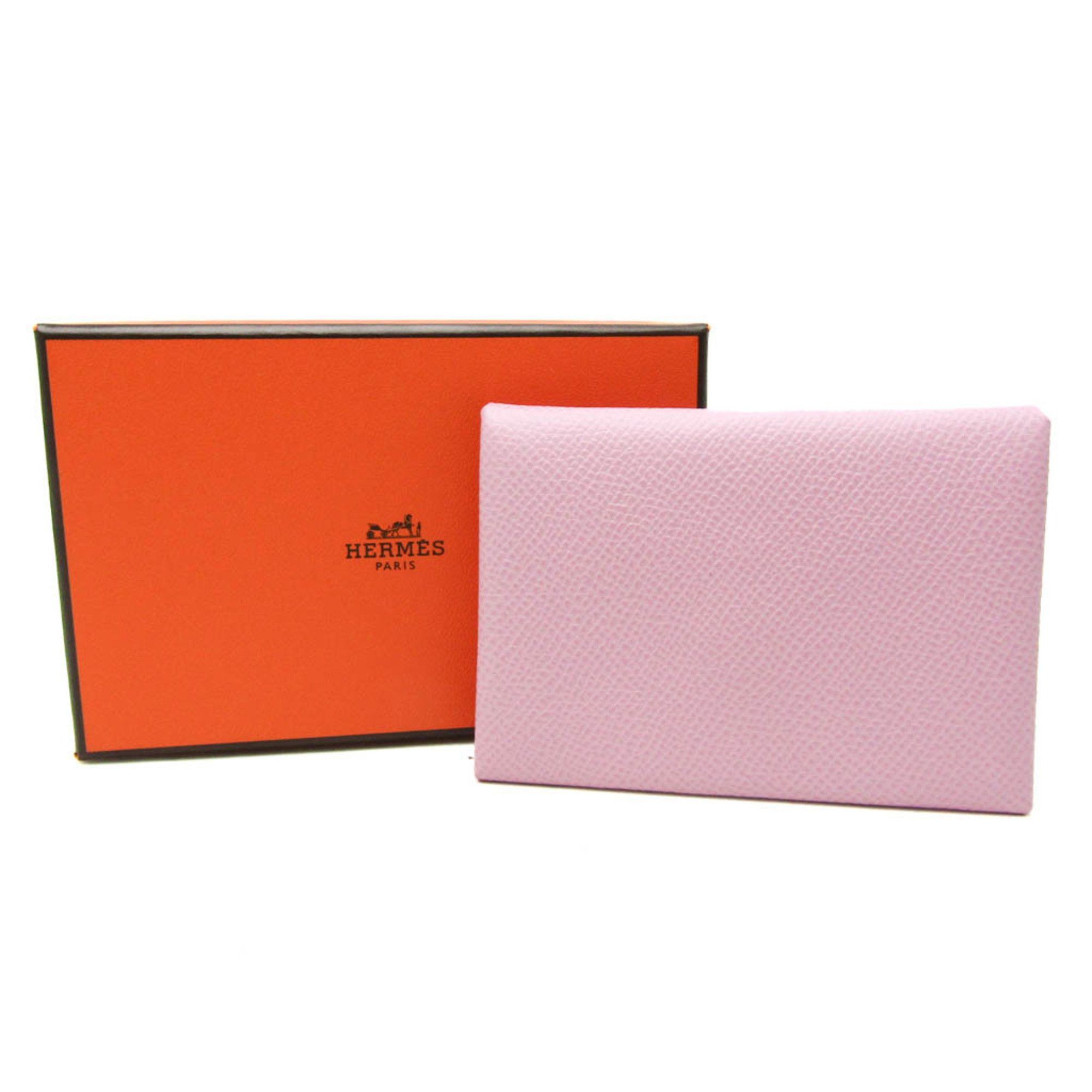 Hermes Hermes Calvi Duo Epsom Leather Card Case Pink Size ONE SIZE - 11 Thumbnail