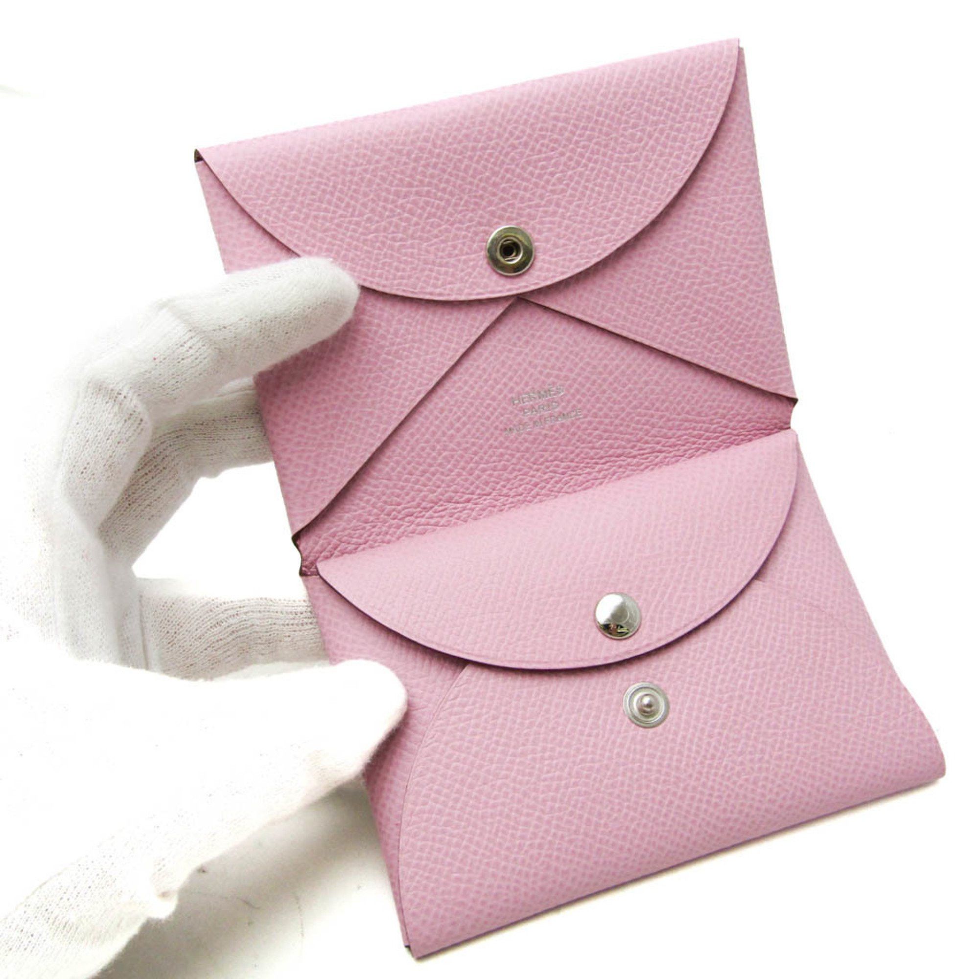 Hermes Hermes Calvi Duo Epsom Leather Card Case Pink Size ONE SIZE - 3 Thumbnail