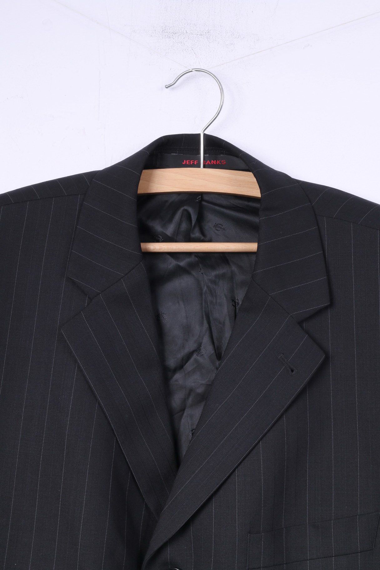 Jeff Banks Jeff Banks London Mens 52 M Short Blazer Striped Black Single Breasted Top Wool 8845 Grailed