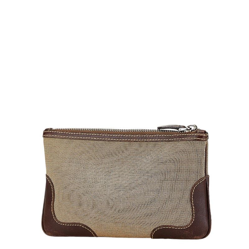 Prada Prada Prada Logo Jacquard Canvas Leather Pouch Canvas Other DUTY FREE for USA Size ONE SIZE - 2 Thumbnail