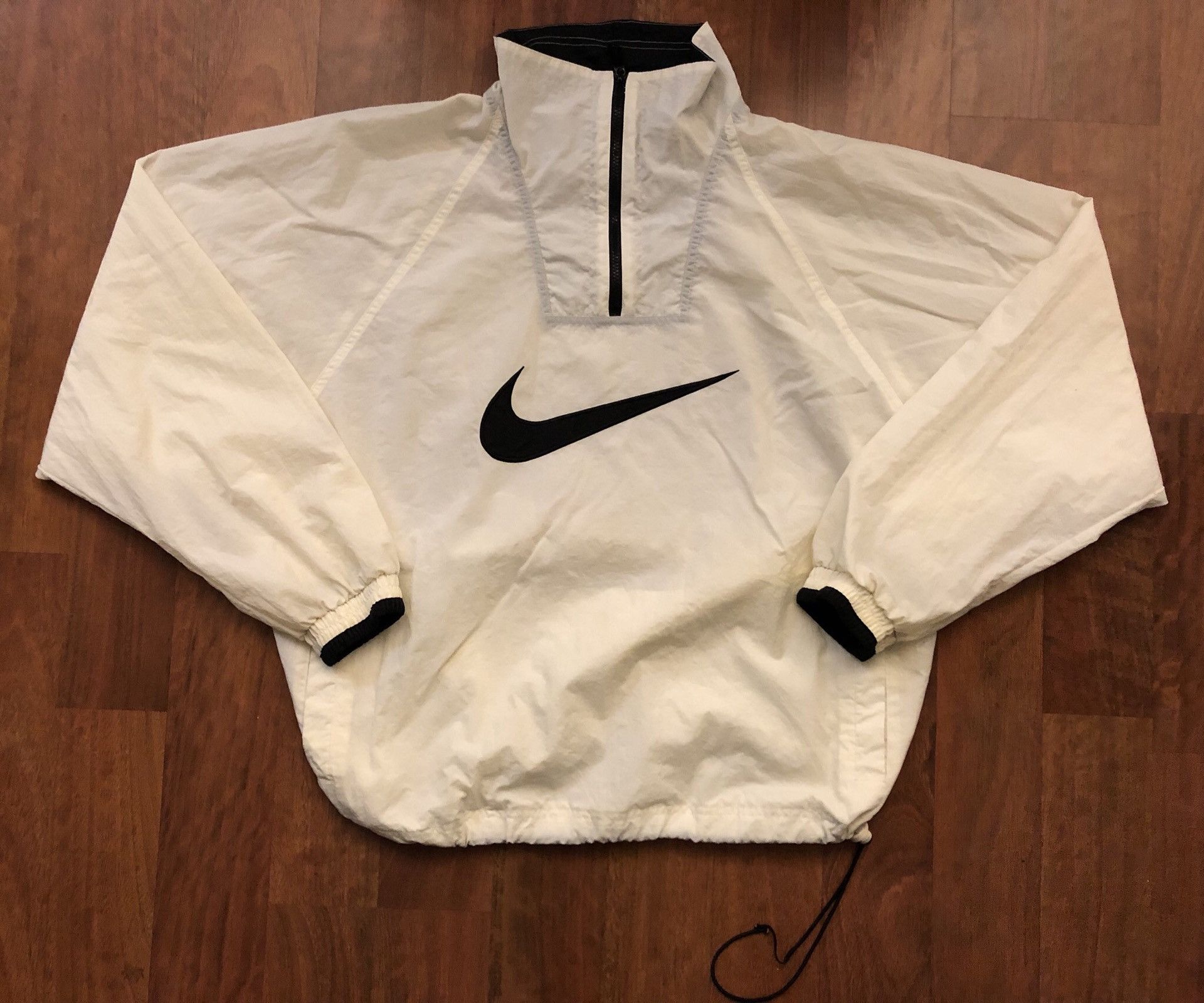 Nike Vintage Lightweight Pullover Windbreaker Jacket White Black Size US XL / EU 56 / 4 - 1 Thumbnail