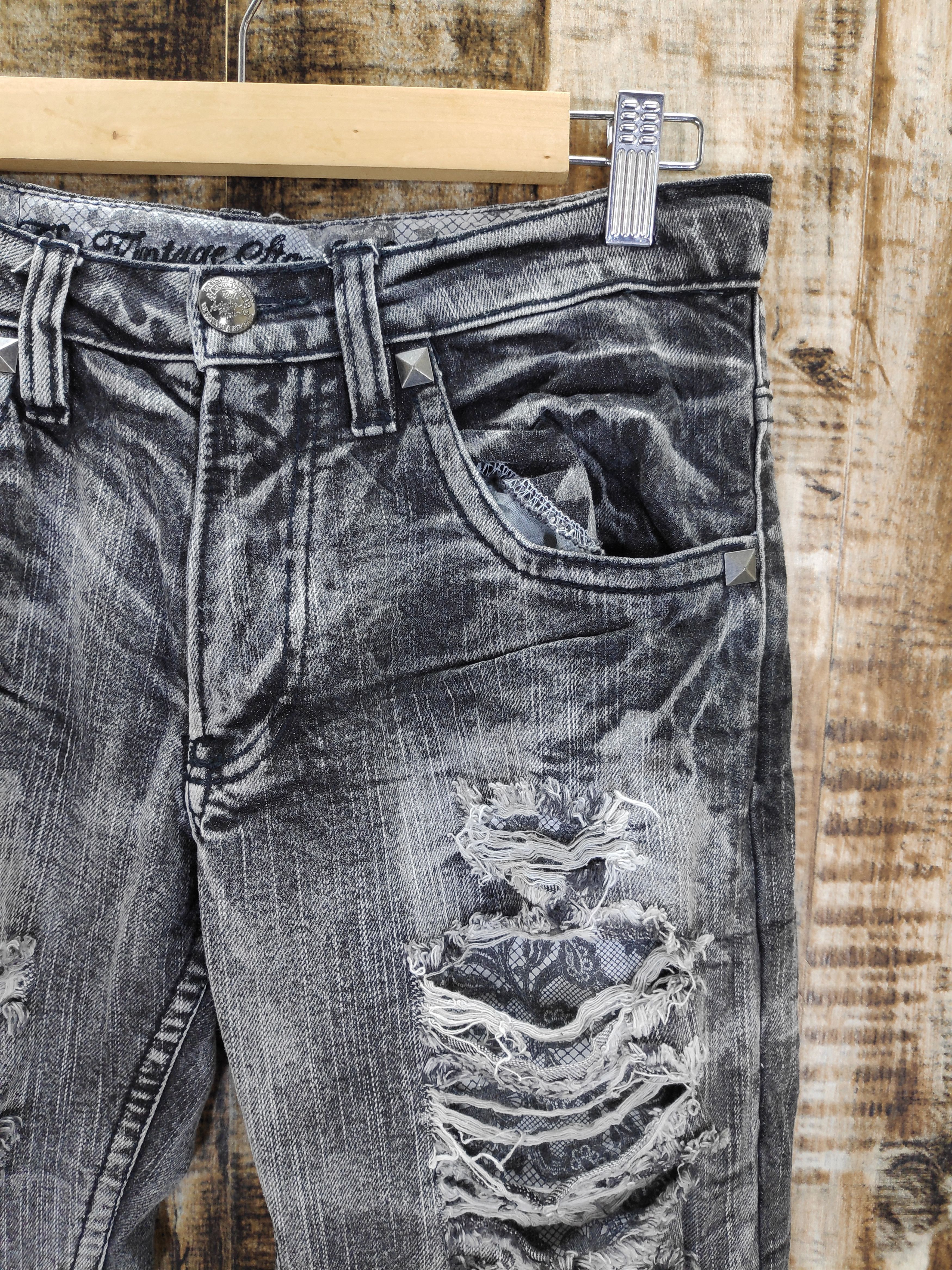 If Six Was Nine × Le Grande Bleu (L.G.B.) Vintage Standard Ripped Rockers Faded Black studded 32 Size US 32 / EU 48 - 4 Thumbnail