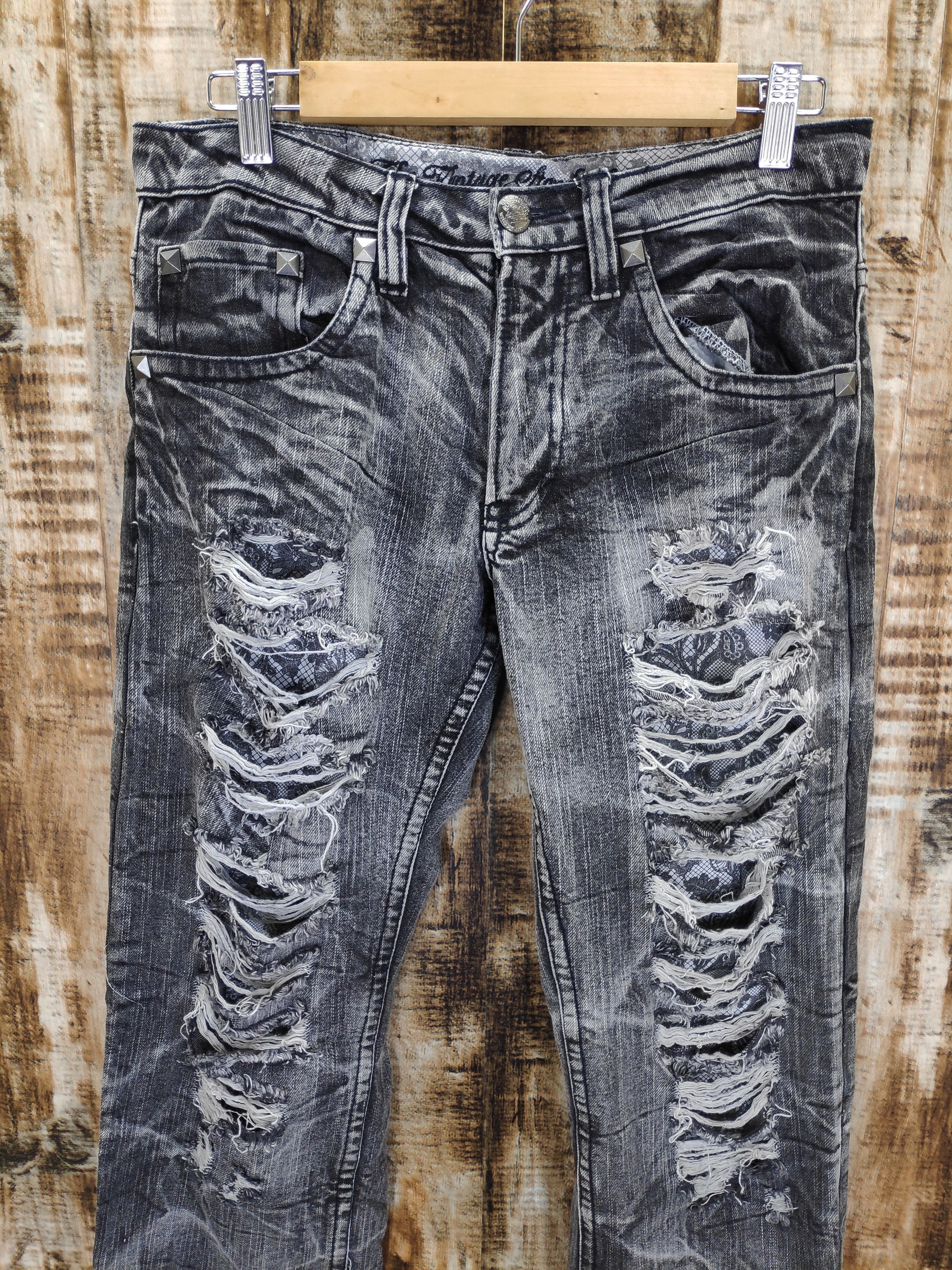 If Six Was Nine × Le Grande Bleu (L.G.B.) Vintage Standard Ripped Rockers Faded Black studded 32 Size US 32 / EU 48 - 3 Thumbnail