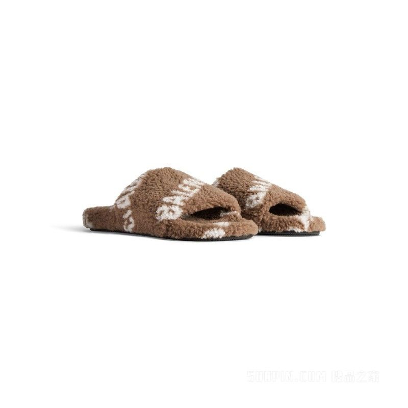 Balenciaga Balenciaga Furry Slide Sandal Allover Logo | Grailed