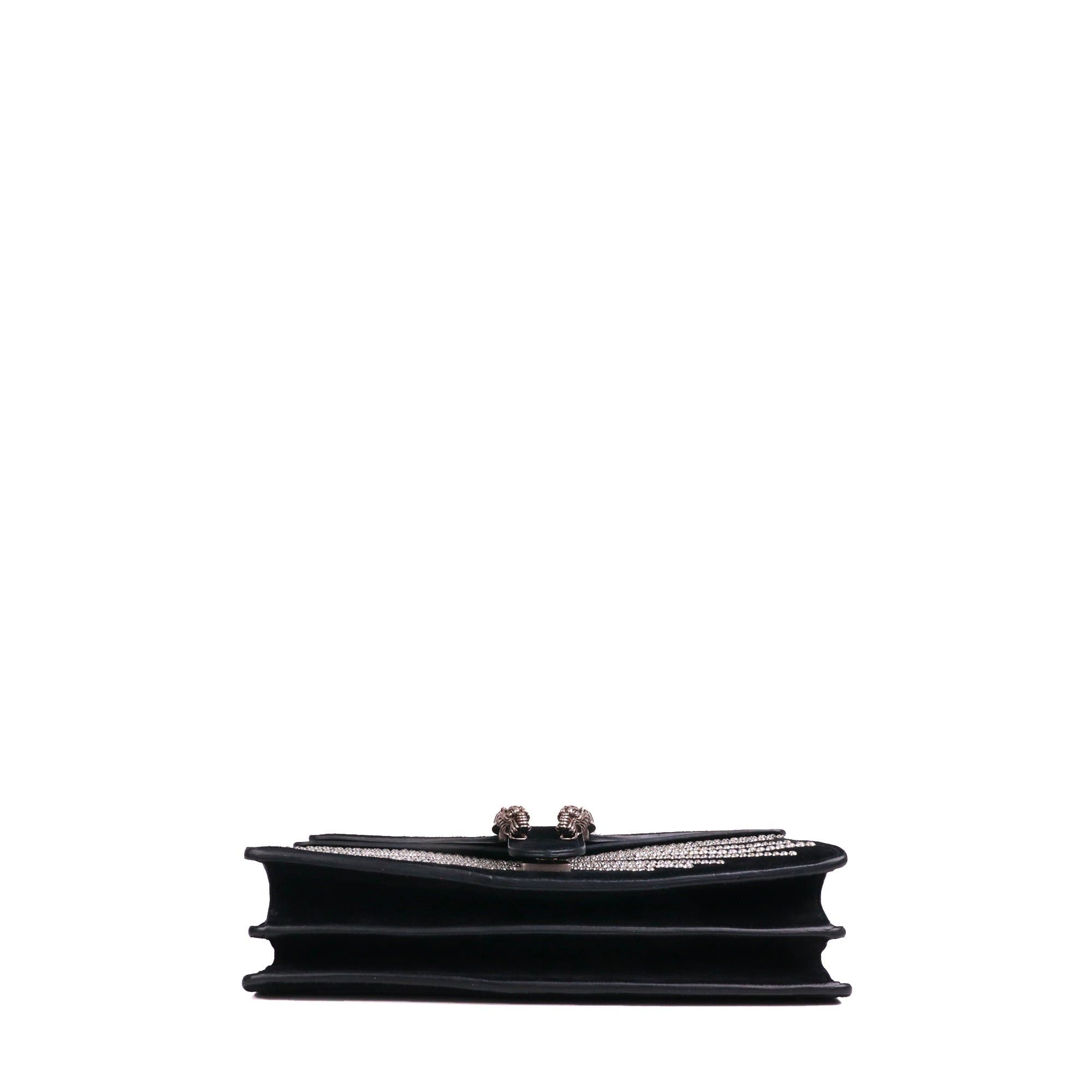 Gucci GUCCI - Gucci medium Dionysus shoulder bag in black suede with rhinestones Size ONE SIZE - 4 Thumbnail