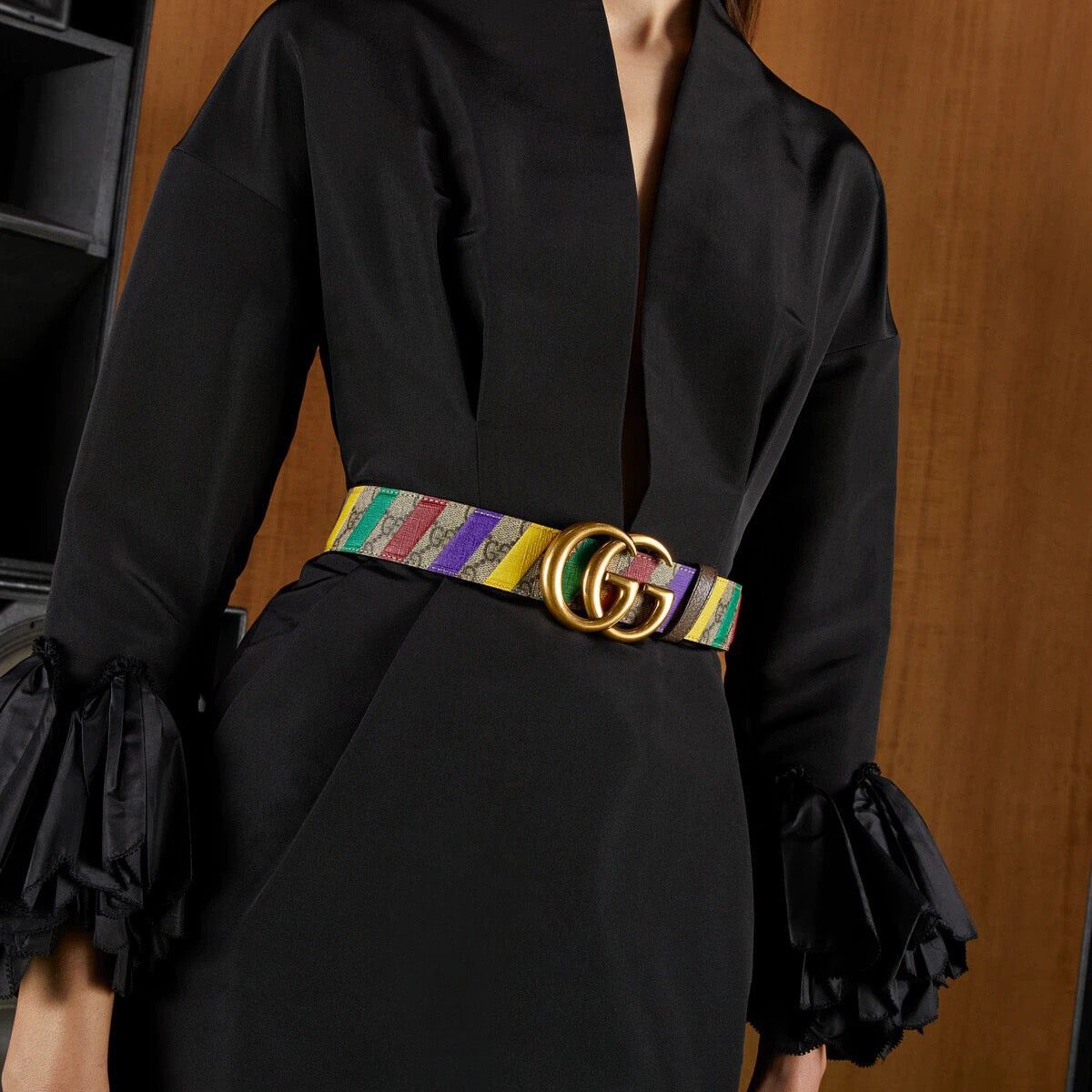 Gucci Gucci Double G Striped Wide Belt 105 CM Size ONE SIZE - 3 Thumbnail