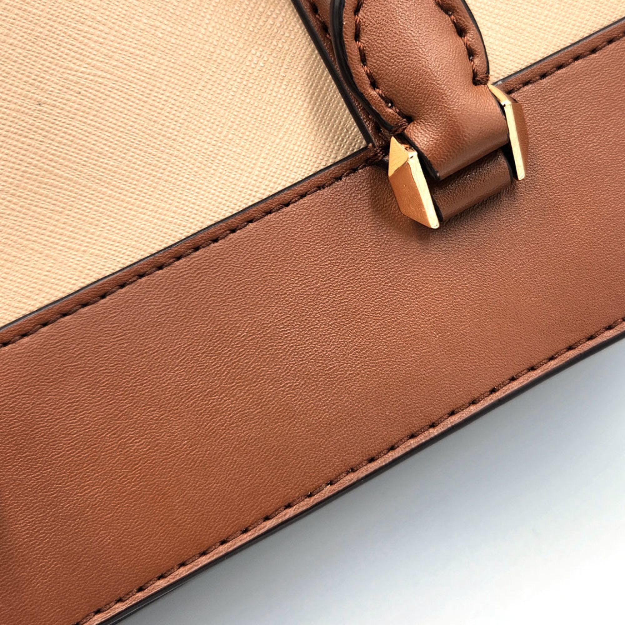 Michael Kors Michael Kors Shoulder Bag 35H1G9MS2T Brown Beige Leather Metal Handbag Women's Size ONE SIZE - 10 Thumbnail