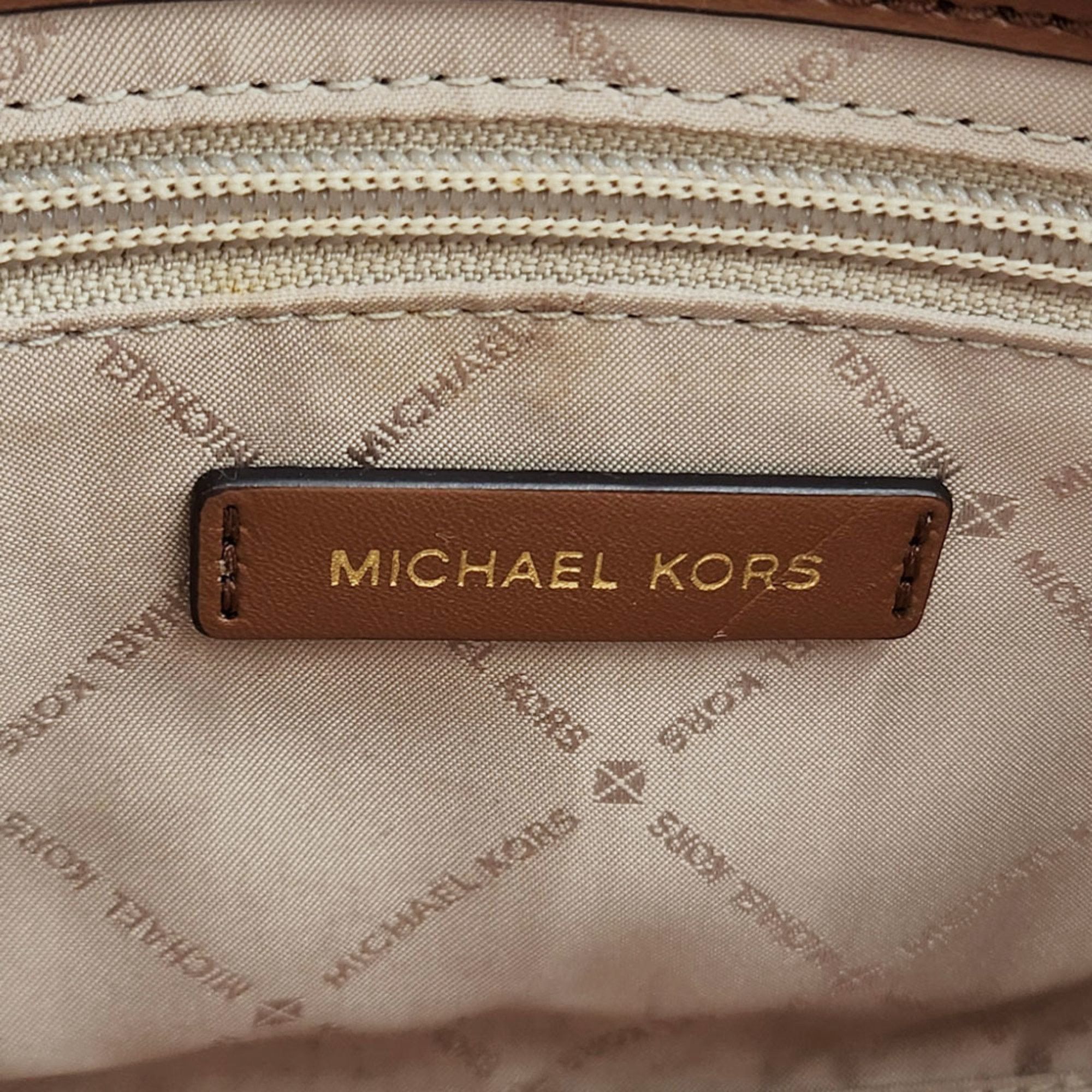 Michael Kors Michael Kors Shoulder Bag 35H1G9MS2T Brown Beige Leather Metal Handbag Women's Size ONE SIZE - 6 Thumbnail