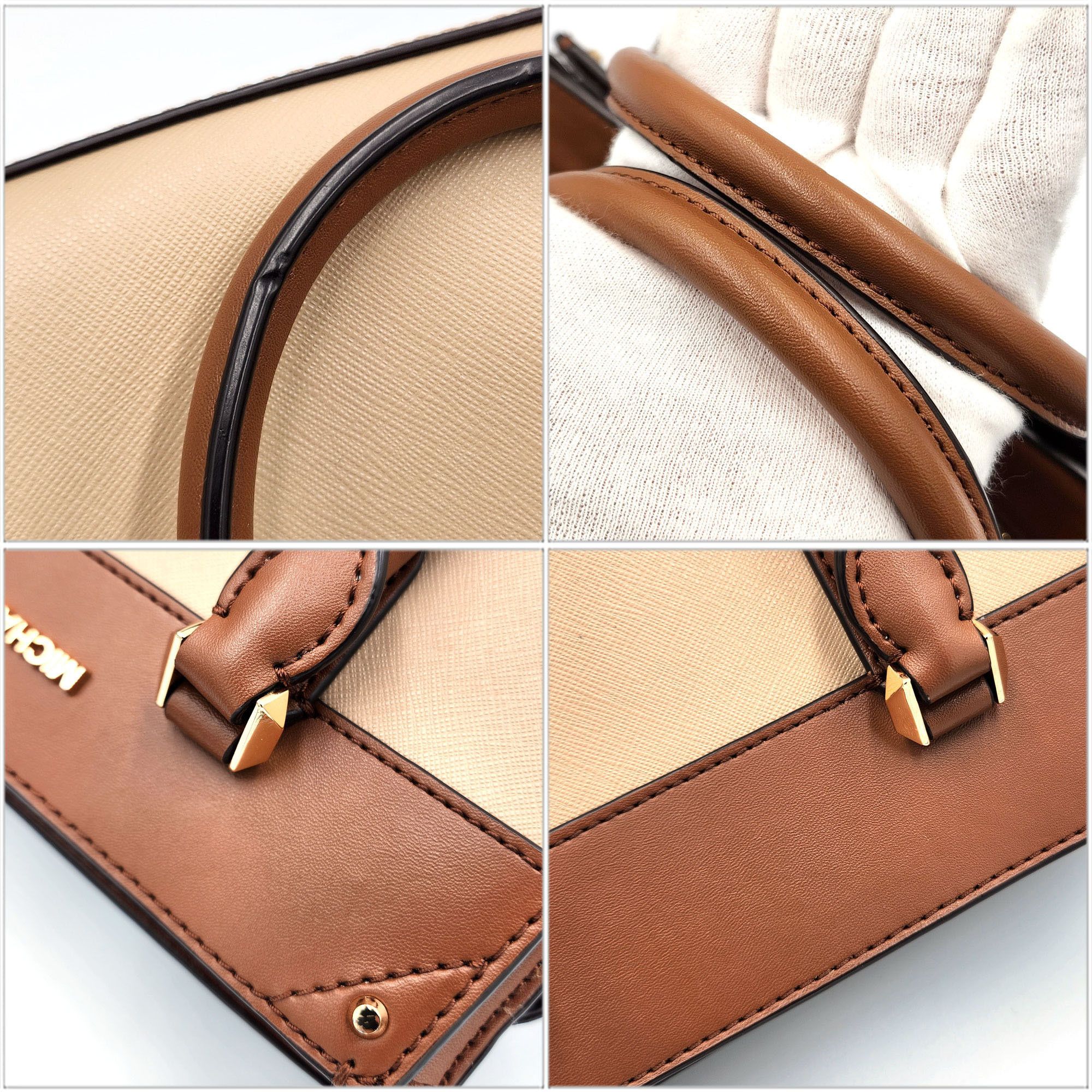 Michael Kors Michael Kors Shoulder Bag 35H1G9MS2T Brown Beige Leather Metal Handbag Women's Size ONE SIZE - 11 Thumbnail