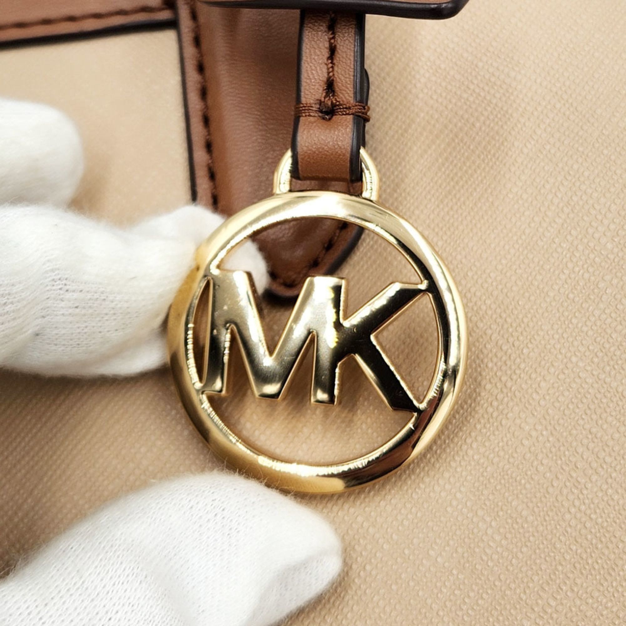 Michael Kors Michael Kors Shoulder Bag 35H1G9MS2T Brown Beige Leather Metal Handbag Women's Size ONE SIZE - 9 Thumbnail