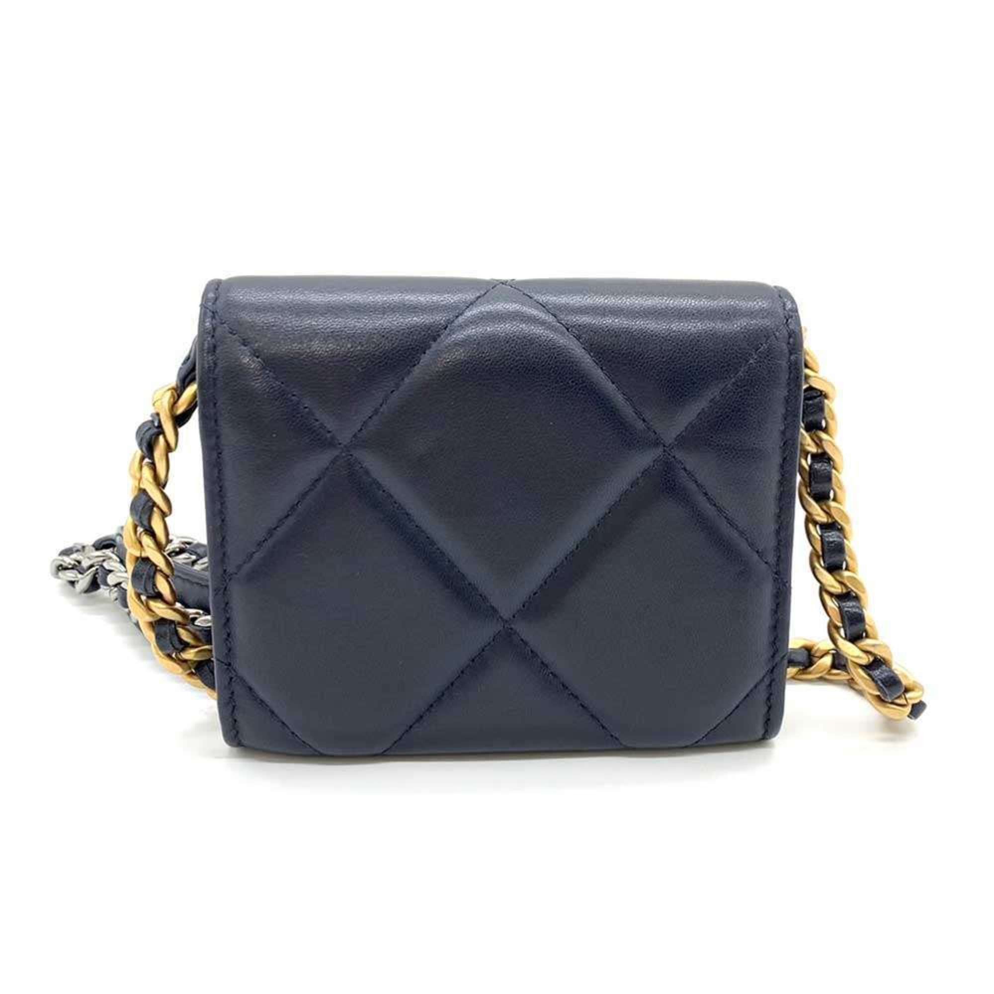 Chanel Chanel Wallet 19 Flap Coin Purse Navy Blue x Chain Wallet/Coin Case Shoulder Bag Crossbody Women's Lambskin Leather AP1787 CHANEL Size ONE SIZE - 2 Thumbnail