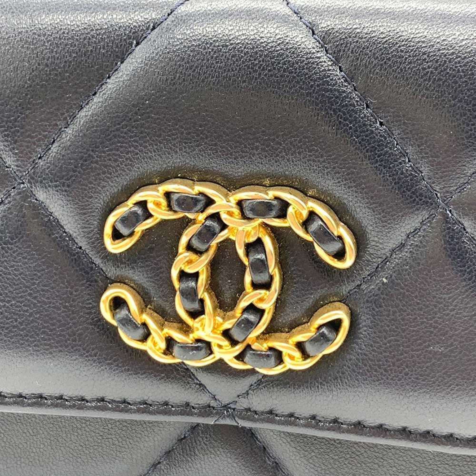 Chanel Chanel Wallet 19 Flap Coin Purse Navy Blue x Chain Wallet/Coin Case Shoulder Bag Crossbody Women's Lambskin Leather AP1787 CHANEL Size ONE SIZE - 3 Thumbnail