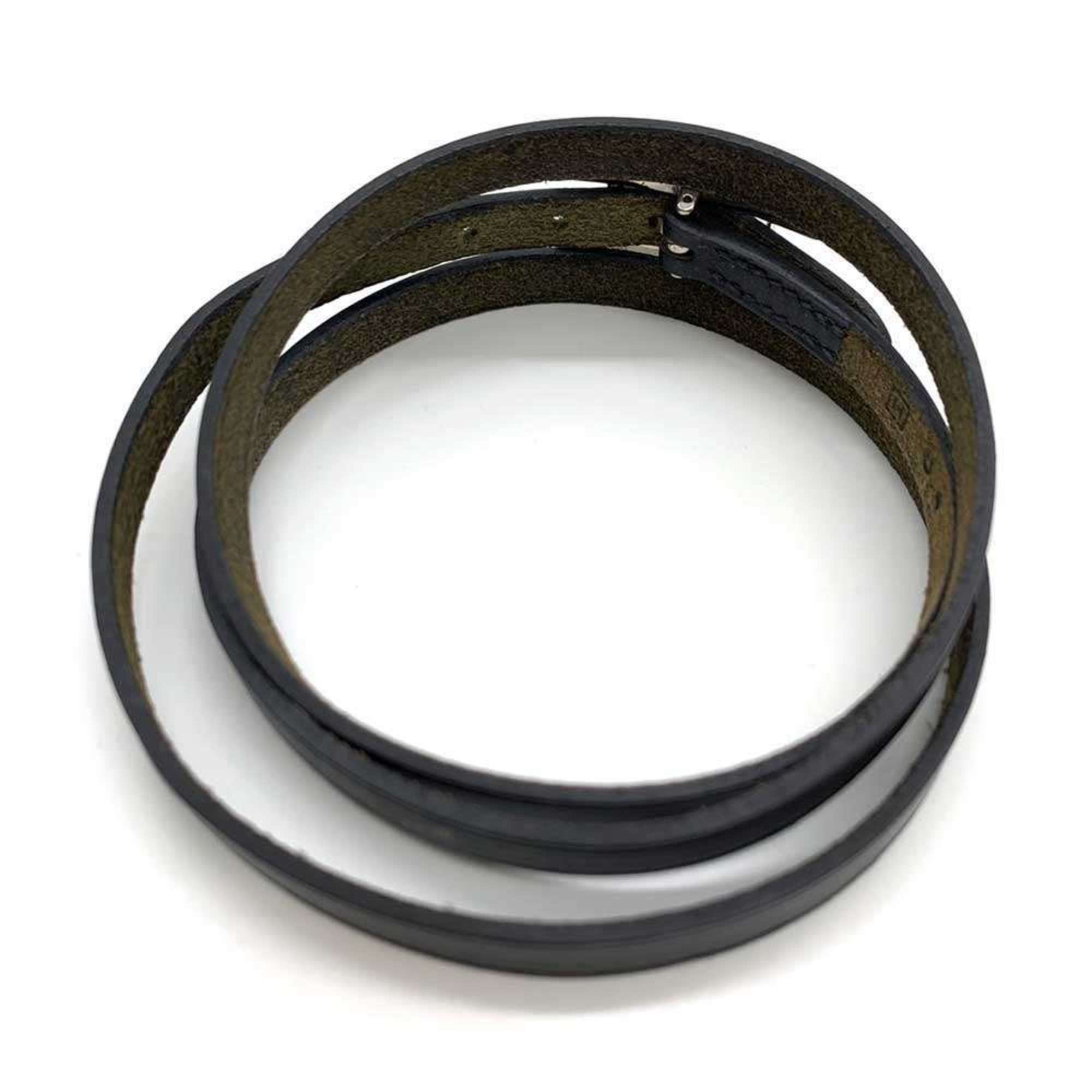 Hermes Hermes Accessories Api3 Black 3-Row Bracelet Bangle H Motif Women's Leather HERMES Size ONE SIZE - 2 Thumbnail