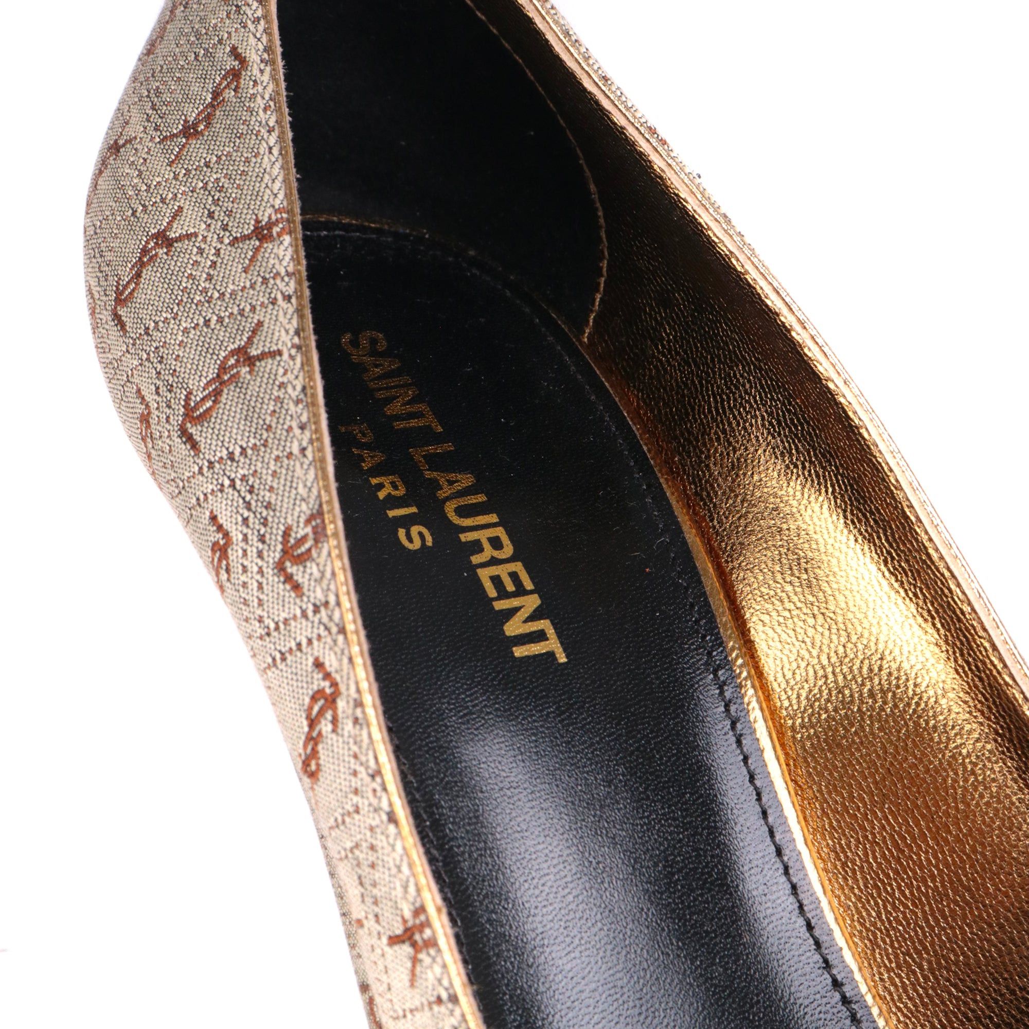 Saint Laurent Paris SAINT LAURENT - Saint Laurent heeled pumps in brown monogram canvas (T40) Size US 9 / IT 39 - 5 Thumbnail