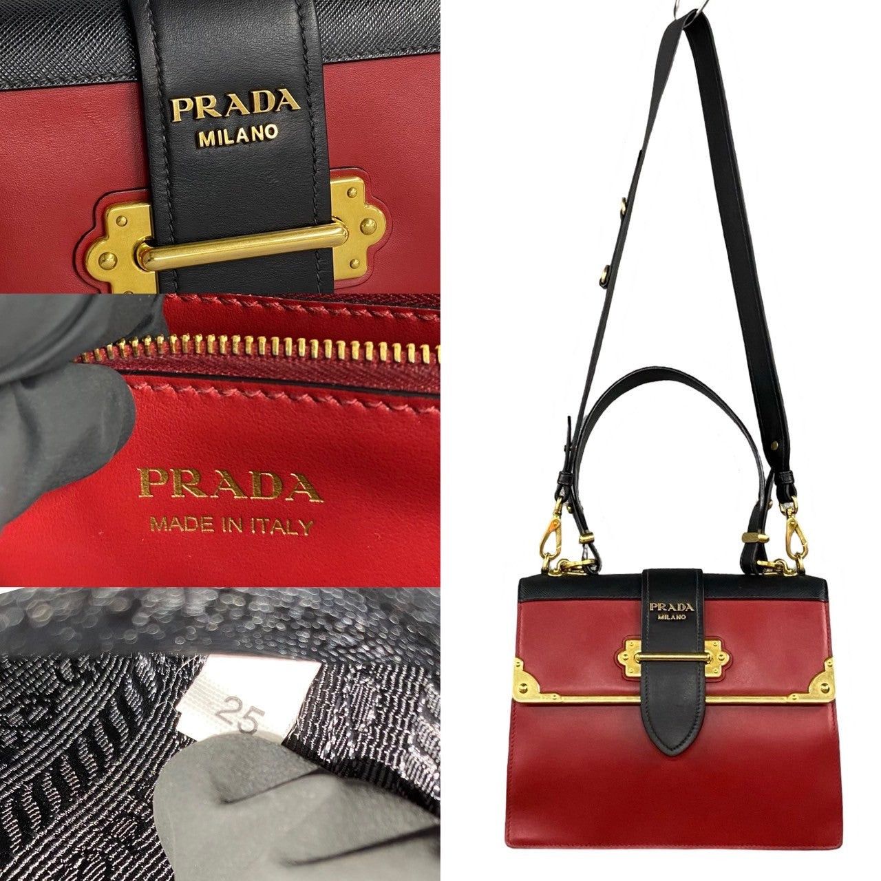 Prada Prada Shoulder Bag Red Leather Size ONE SIZE - 3 Thumbnail
