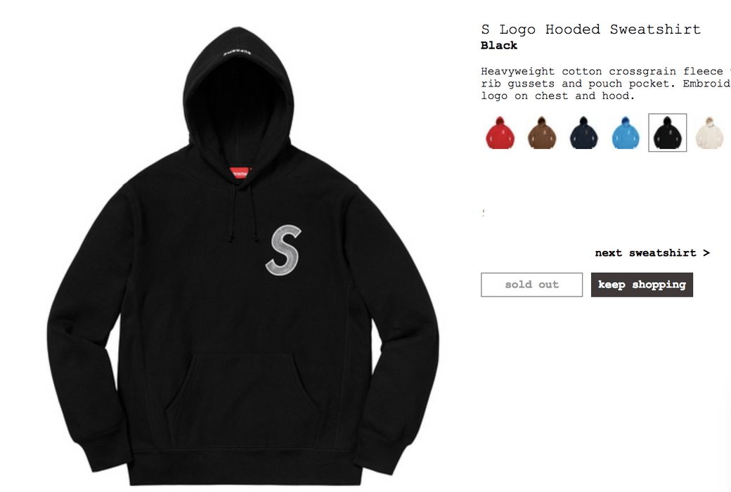 Supreme FW18 Black S Logo Hooded Sweatshirt | Grailed