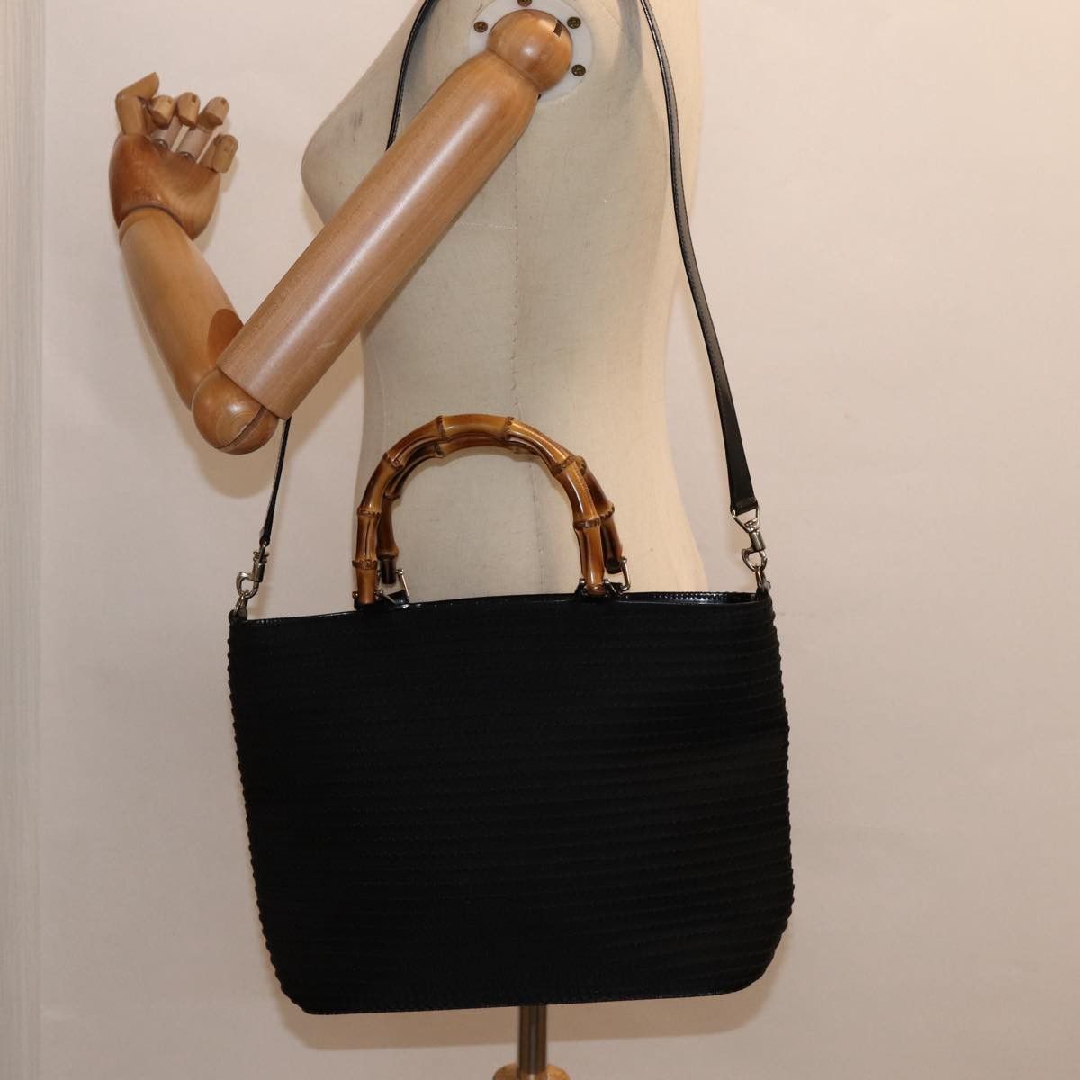 Gucci Bamboo Black Synthetic Handbag (Pre-Owned) Size ONE SIZE - 11 Thumbnail