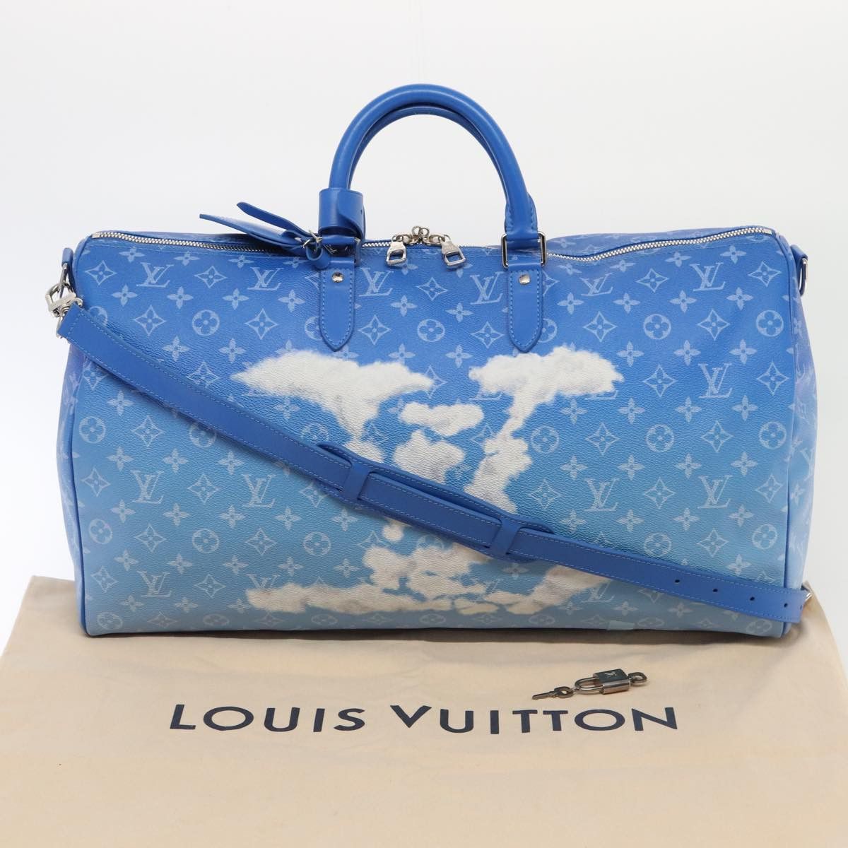 Louis Vuitton Keepall Bandouliere 50 Blue Canvas Travel Bag (Pre-Owned) Size ONE SIZE - 12 Thumbnail