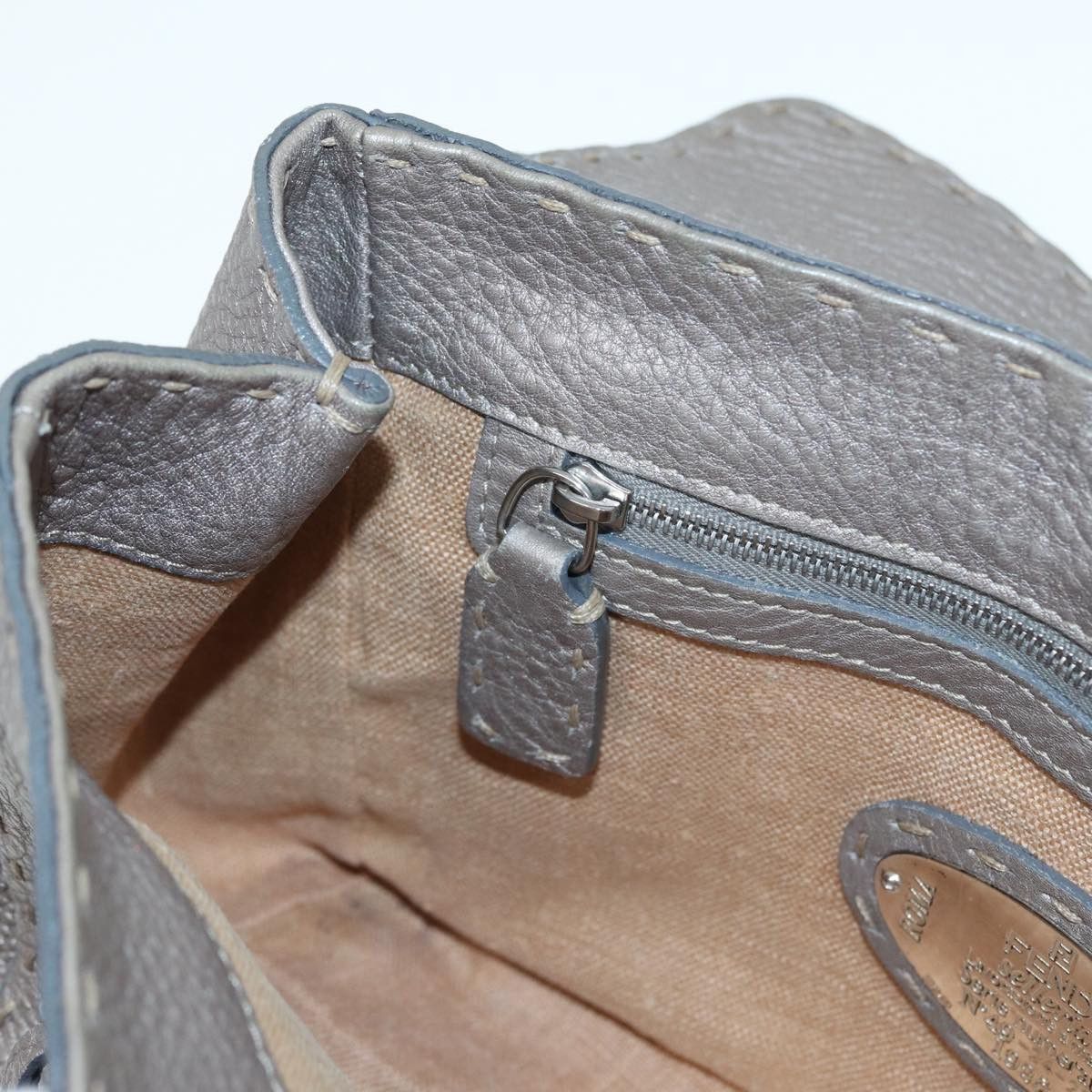Fendi Selleria Grey Leather Handbag (Pre-Owned) Size ONE SIZE - 10 Thumbnail
