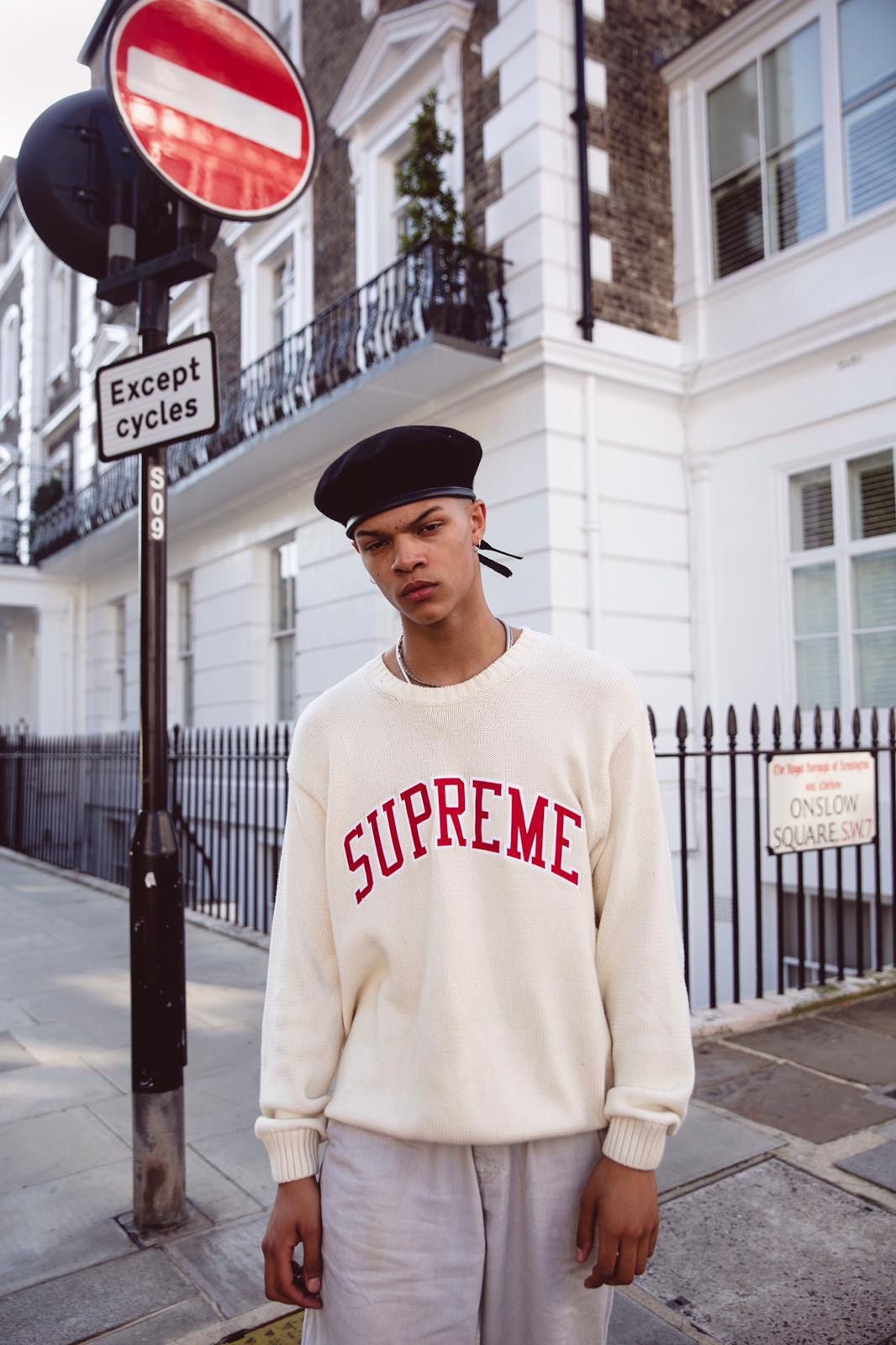 Supreme Knit Arc Logo Crewneck - Neutrals Sweaters, Clothing - WSPME27230