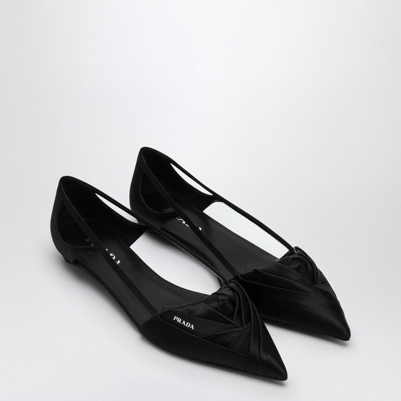 Prada Prada Black Satin Ballerina With Cut Out Size US 10 / IT 40 - 2 Thumbnail