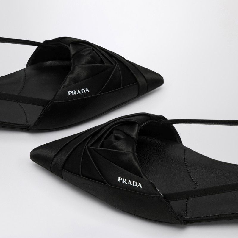 Prada Prada Black Satin Ballerina With Cut Out Size US 11 / IT 41 - 5 Thumbnail