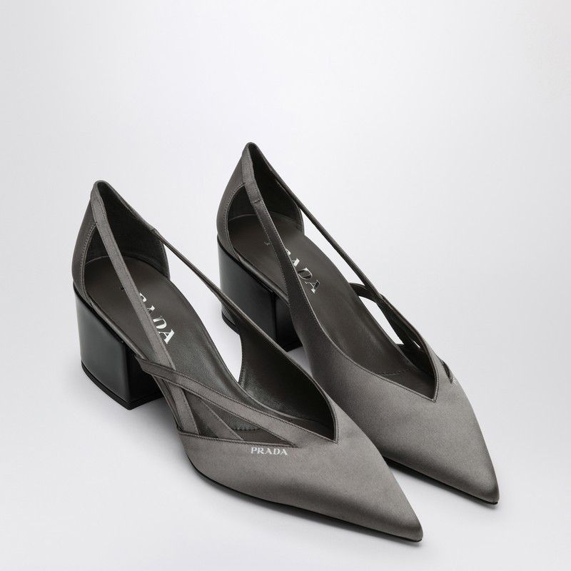 Prada Prada Slate Grey Satin Décolleté With Cut Out Size US 6.5 / IT 36.5 - 2 Thumbnail