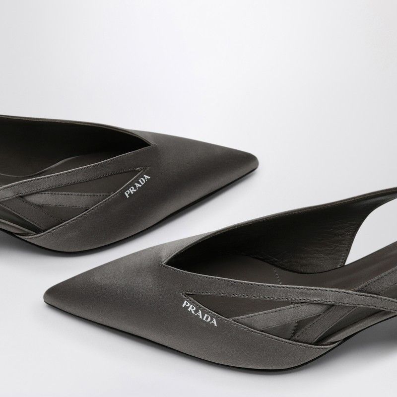 Prada Prada Slate Grey Satin Décolleté With Cut Out Size US 6.5 / IT 36.5 - 5 Thumbnail