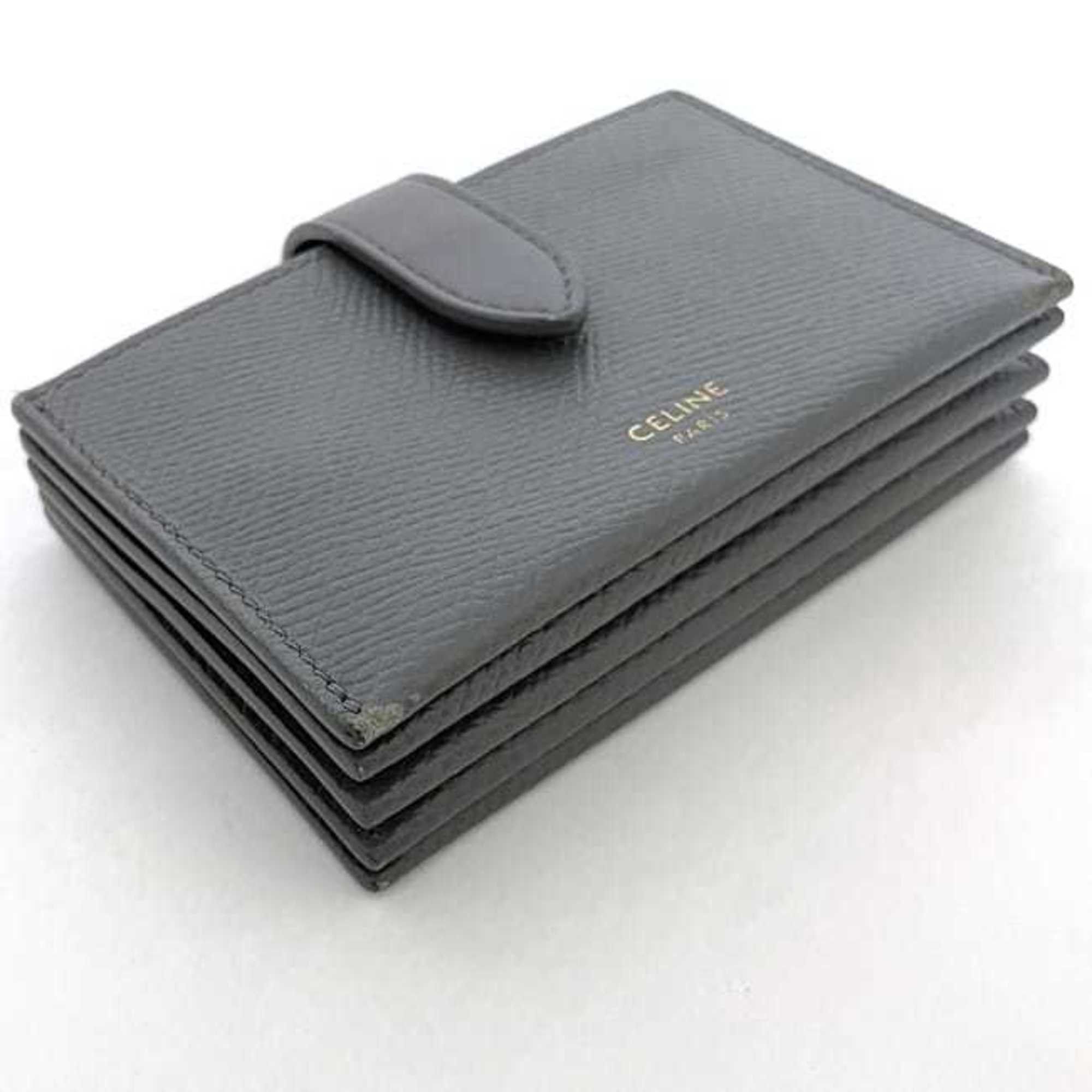 Celine Celine card case accordion f-21339 grey holder leather CELINE ladies compact Size ONE SIZE - 5 Thumbnail