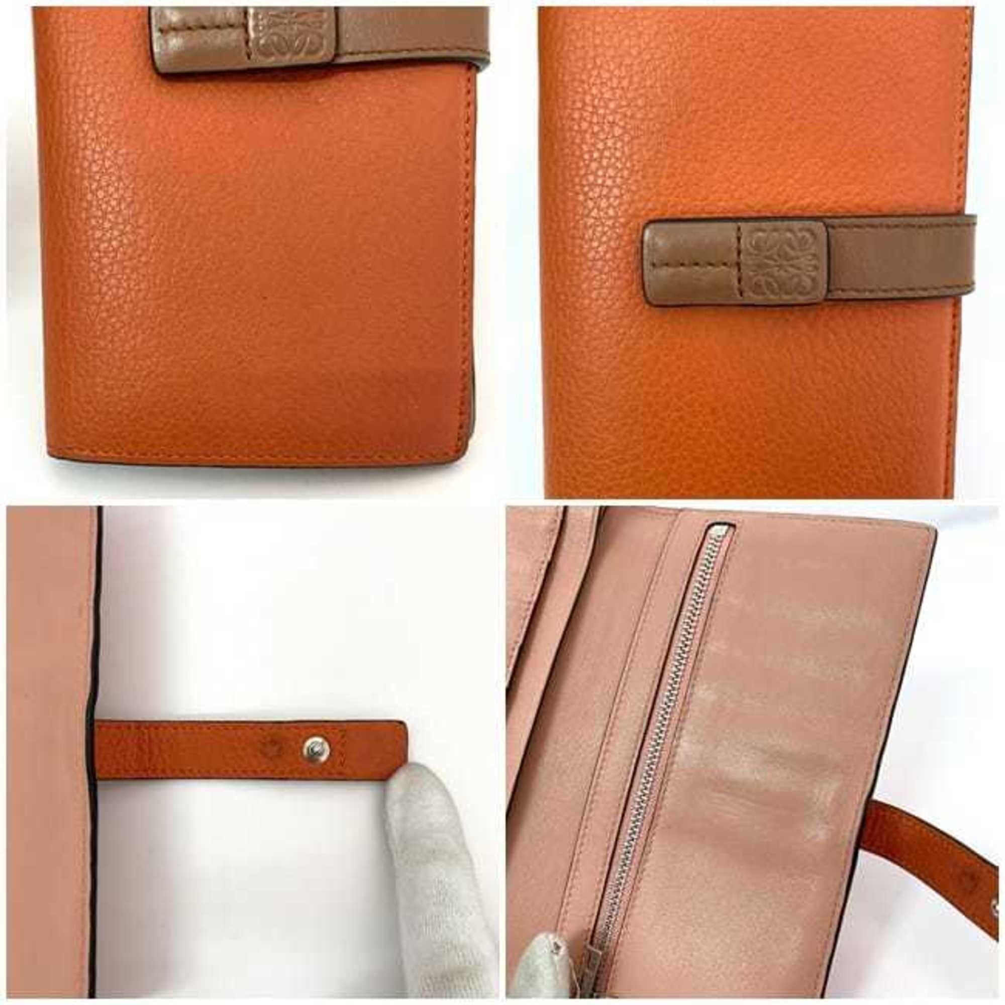 Loewe LOEWE Bi-fold Long Wallet Vertical Large f-21349 Orange Brown Anagram C660S40X01 Leather 061852 Grain Women's Size ONE SIZE - 9 Thumbnail