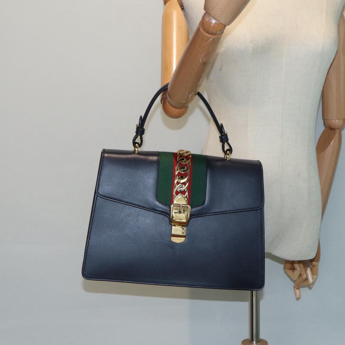 Gucci Sylvie Black Leather Handbag (Pre-Owned) Size ONE SIZE - 10 Thumbnail
