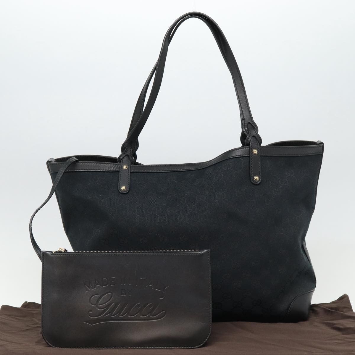 Gucci Gg Canvas Black Canvas Tote Bag (Pre-Owned) Size ONE SIZE - 10 Thumbnail