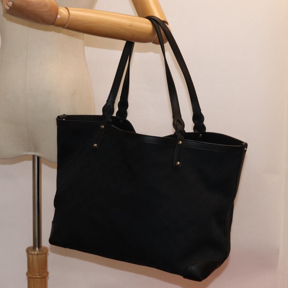 Gucci Gg Canvas Black Canvas Tote Bag (Pre-Owned) Size ONE SIZE - 9 Thumbnail