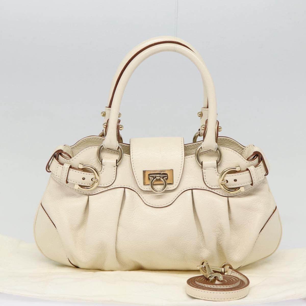 Salvatore Ferragamo Marisa White Leather Handbag (Pre-Owned) Size ONE SIZE - 8 Thumbnail