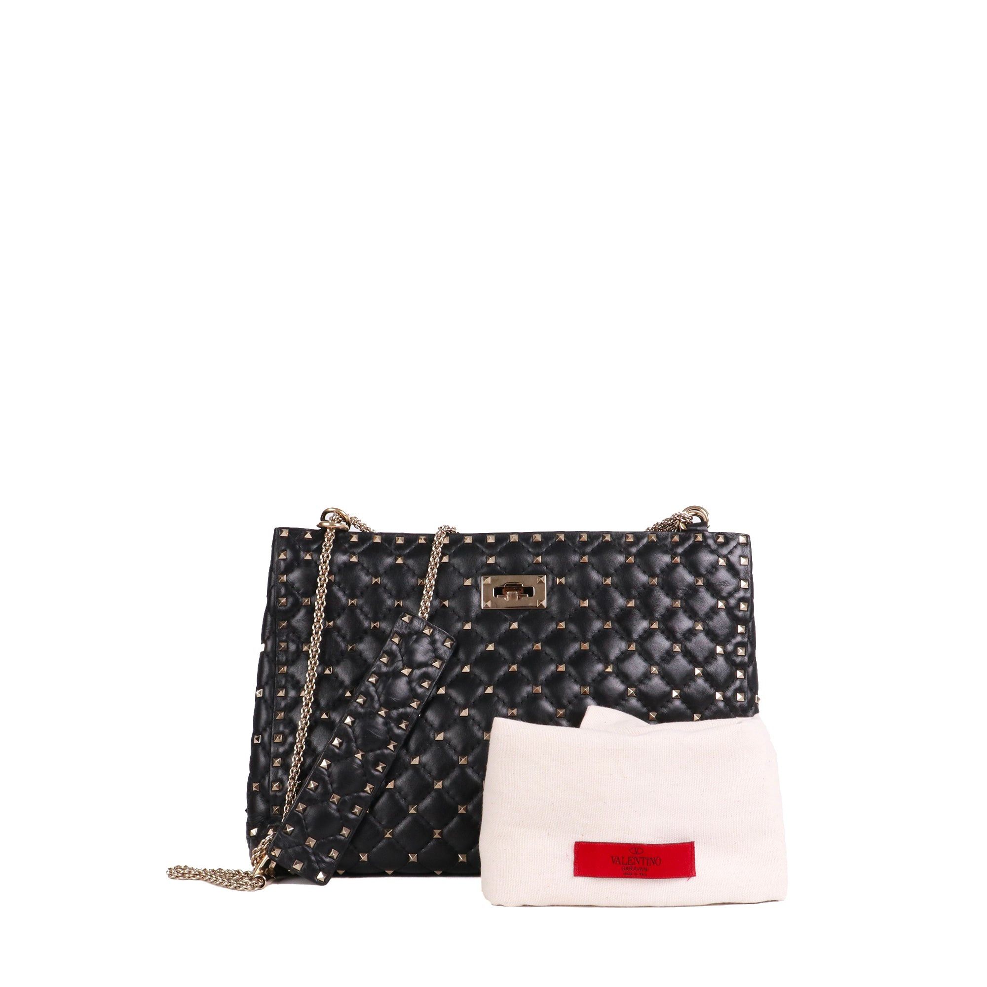 Valentino VALENTINO - Valentino Rockstud tote bag in black leather Size ONE SIZE - 9 Thumbnail
