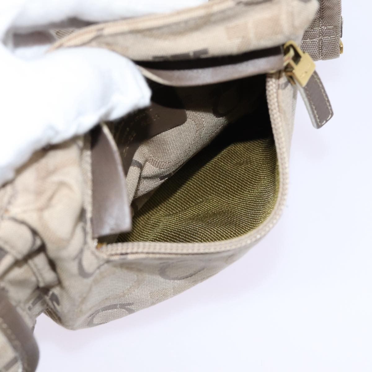 Salvatore Ferragamo Gancini Beige Canvas Shoulder Bag (Pre-Owned) Size ONE SIZE - 17 Thumbnail