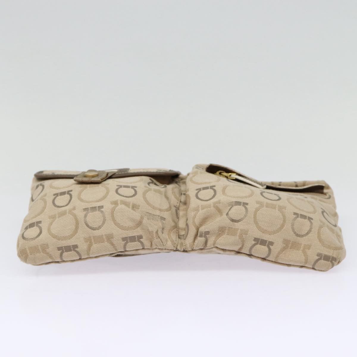 Salvatore Ferragamo Gancini Beige Canvas Shoulder Bag (Pre-Owned) Size ONE SIZE - 13 Thumbnail