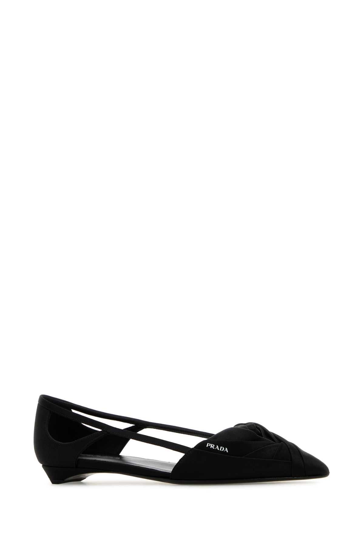 Prada Black Satin Ballerinas Size US 11 / IT 41 - 2 Thumbnail