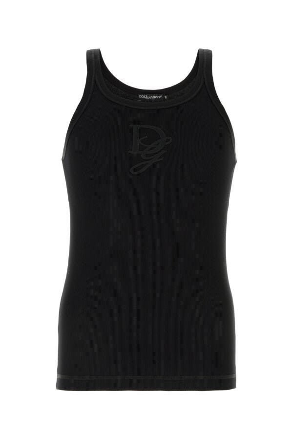Dolce & Gabbana Black Cotton Tank Top Size US M / EU 48-50 / 2 - 3 Thumbnail