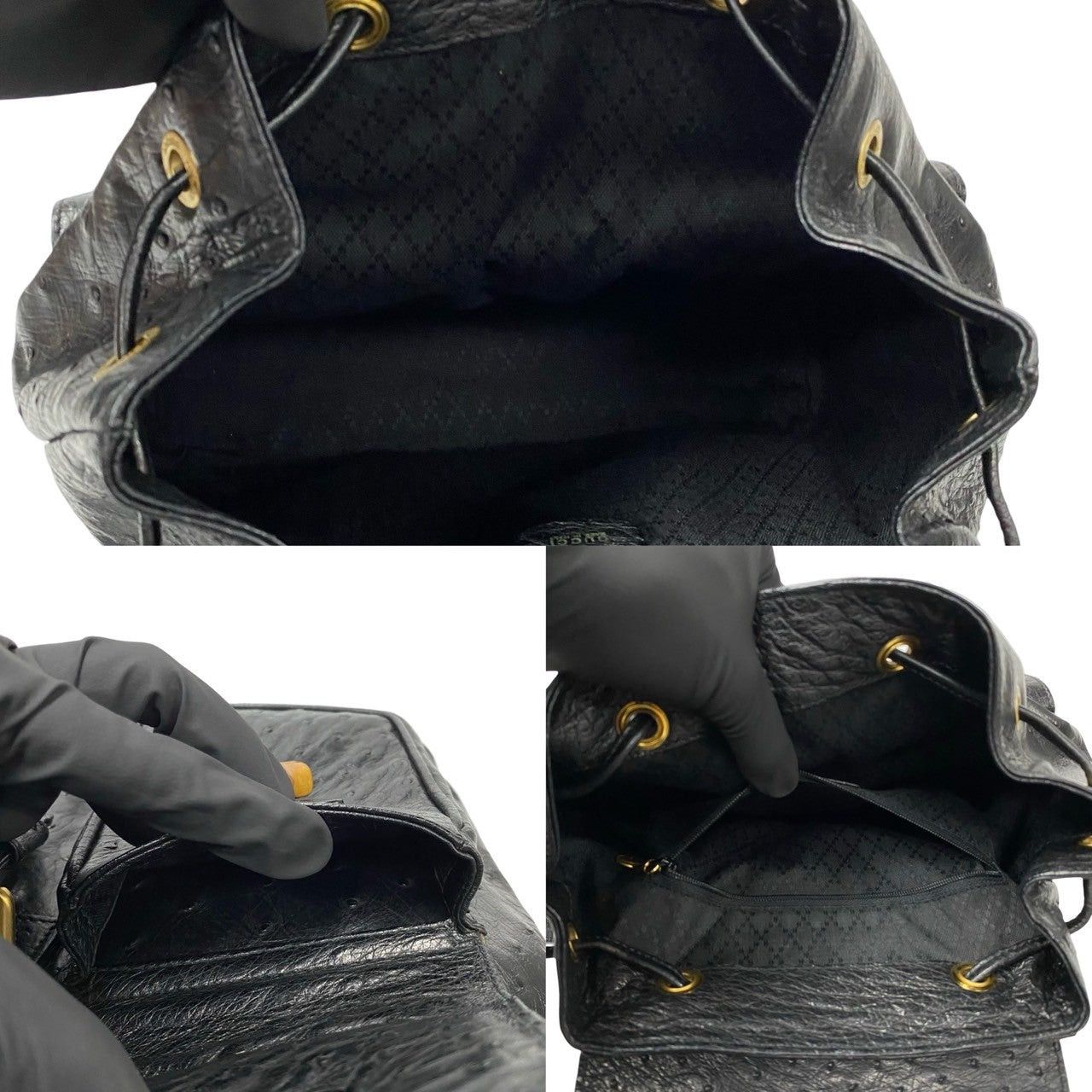 Gucci Gucci Backpack Black Ostrich Size ONE SIZE - 8 Thumbnail