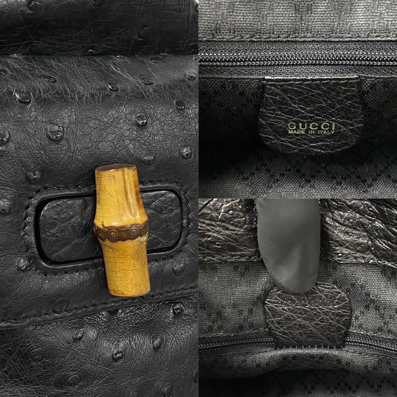 Gucci Gucci Backpack Black Ostrich Size ONE SIZE - 3 Thumbnail