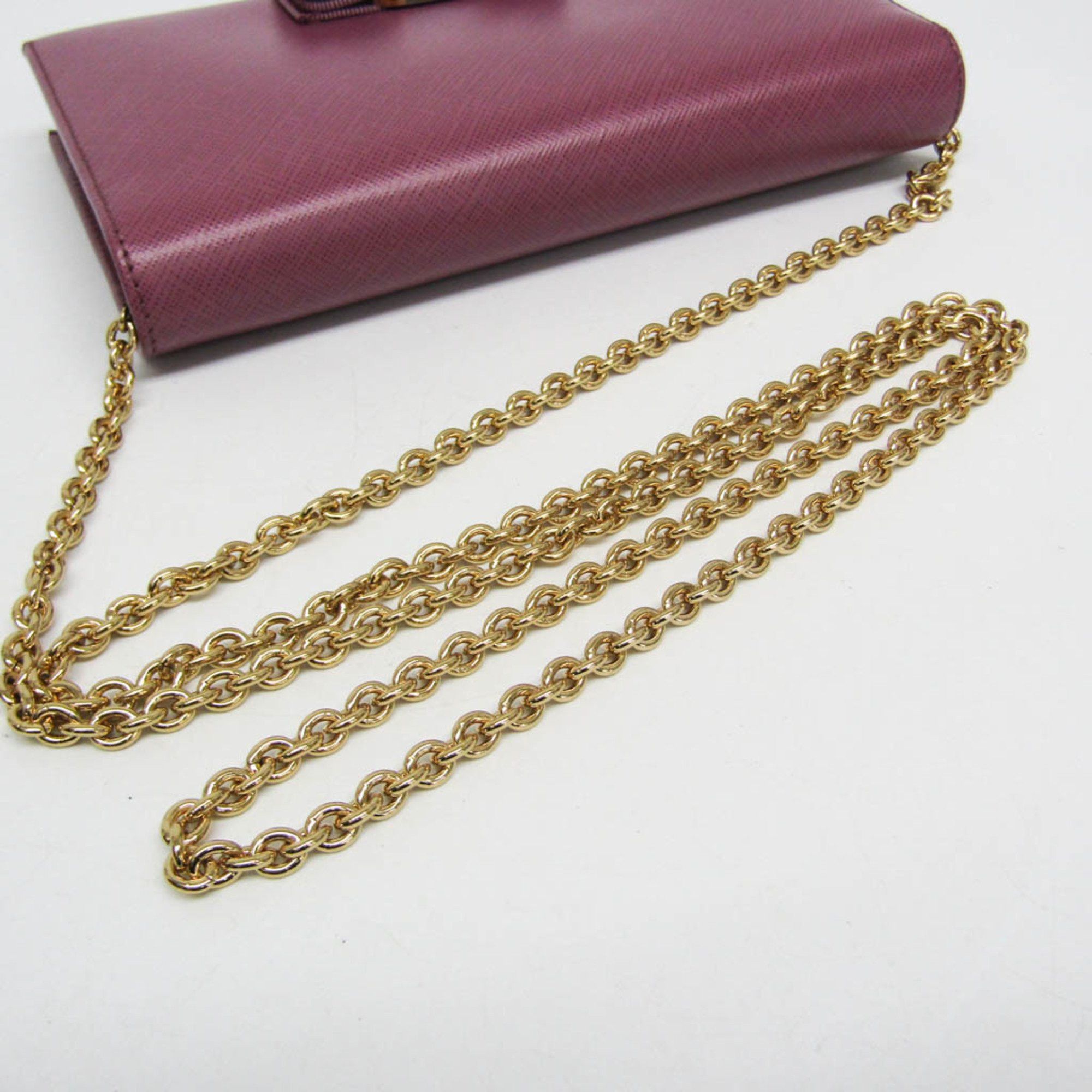 Salvatore Ferragamo Salvatore Ferragamo Vara KM 22B850 Women's Leather Chain/Shoulder Wallet Pink Size ONE SIZE - 9 Thumbnail