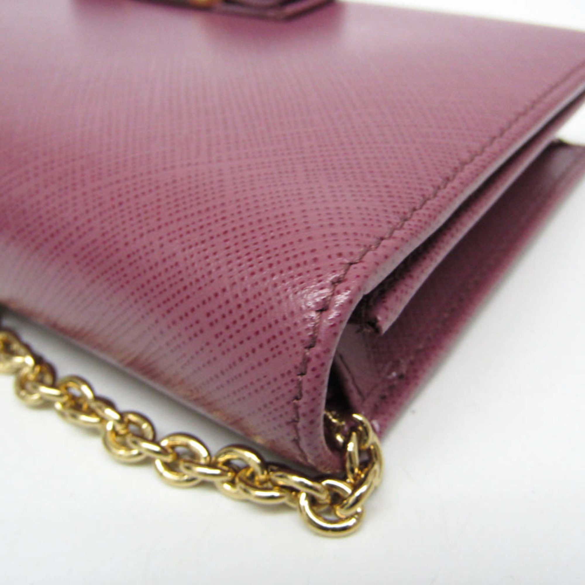 Salvatore Ferragamo Salvatore Ferragamo Vara KM 22B850 Women's Leather Chain/Shoulder Wallet Pink Size ONE SIZE - 6 Thumbnail