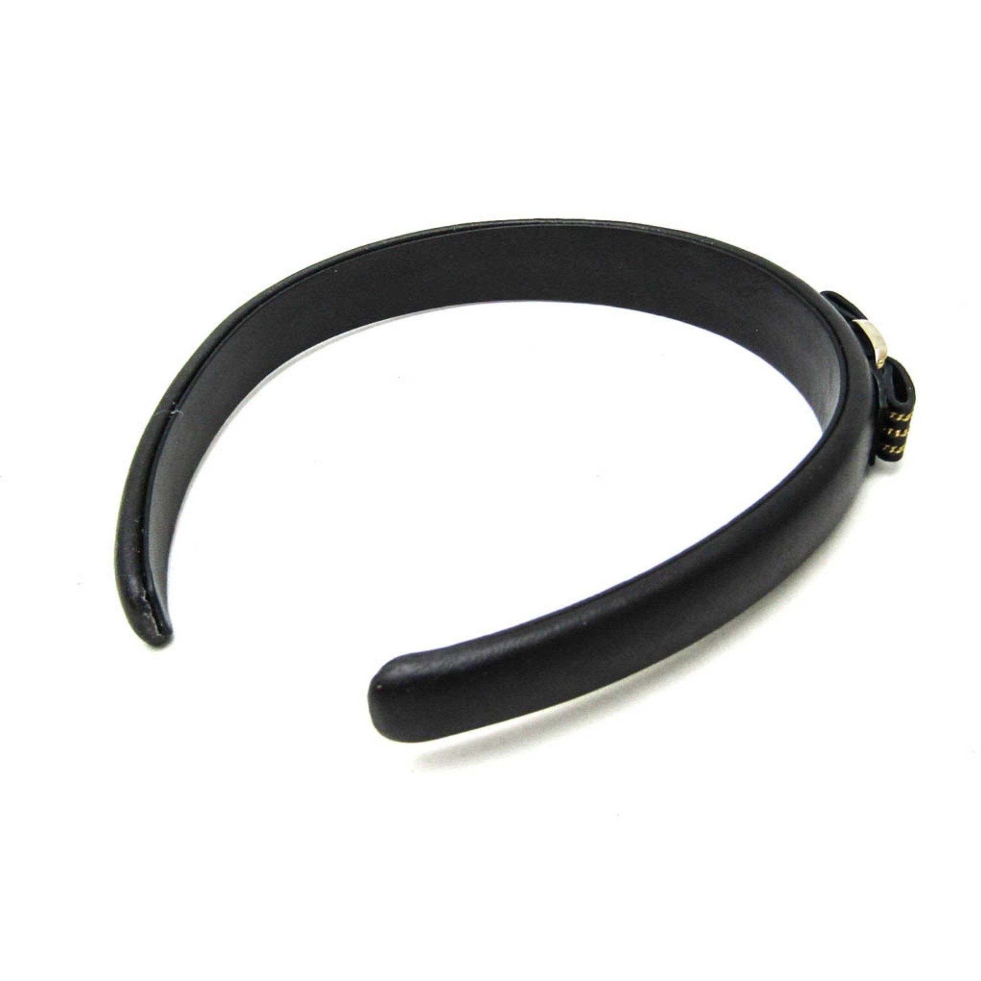 Salvatore Ferragamo Salvatore Ferragamo Vara Leather,Metal Women's Alice Band Black,Gold Size ONE SIZE - 2 Thumbnail